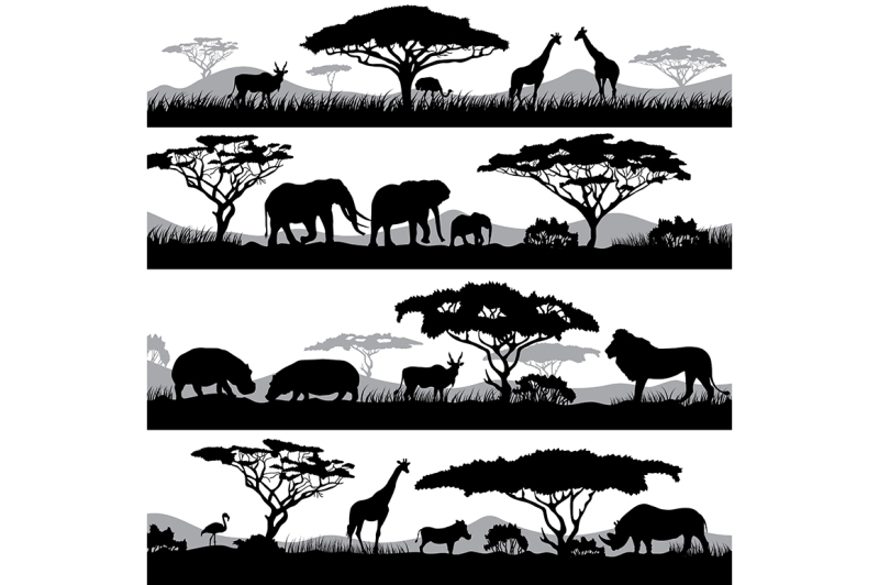 wild-african-life-background-silhouettes-of-different-animals