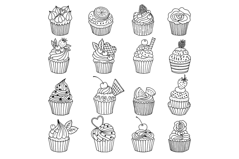 doodle-set-of-cupcakes-hand-drawn-vector-illustrations