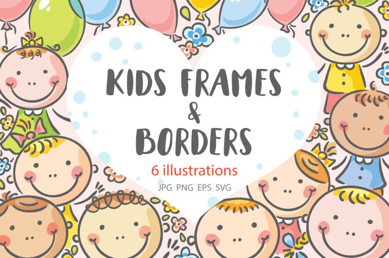 cartoon-kids-frames-and-borders-vector-illustration-set