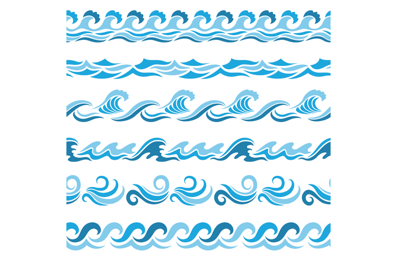 horizontal-seamless-patterns-with-stylized-blue-waves