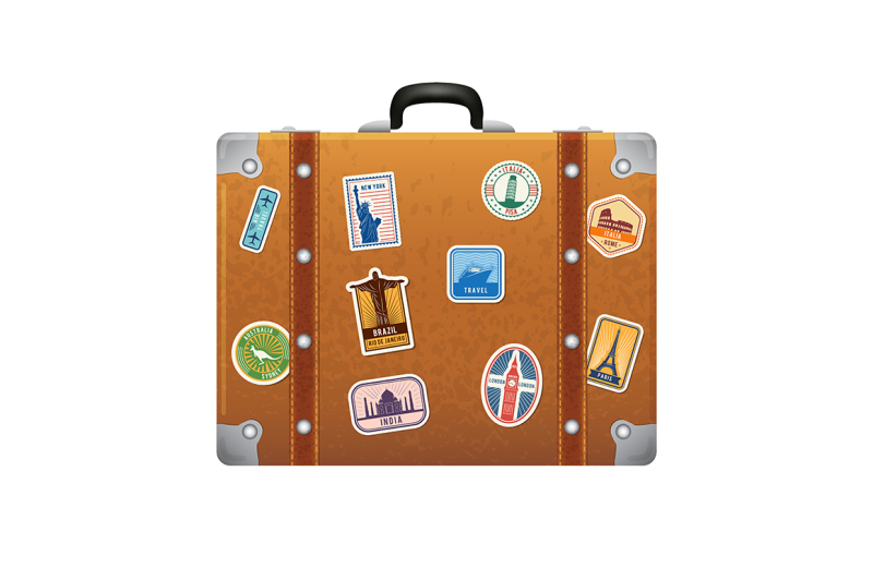 travel-stickers-on-retro-leather-suitcase-vector-labels-set