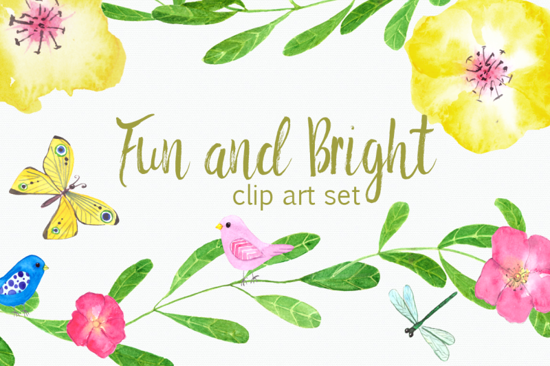 watercolor-fun-and-bright-clip-art-set