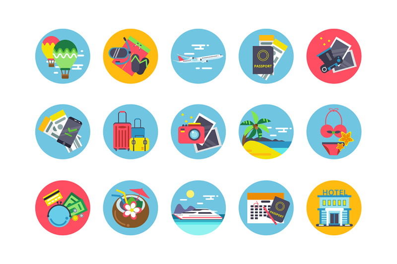 travel-icons-set-in-colored-circle-shapes