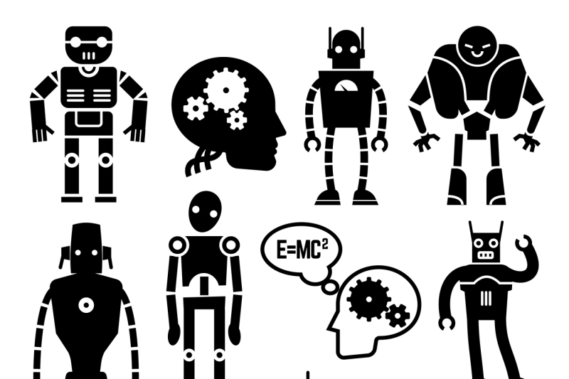 robots-cyborgs-androids-and-artificial-intelligence-vector-icons