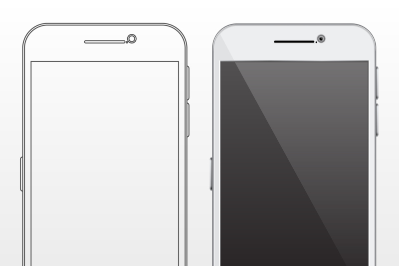 outline-and-realistic-smartphone-cell-phone-vector-design-template-in
