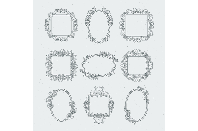 antique-victorian-picture-frames-vector-set-in-baroque-style