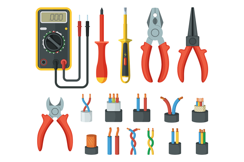 electrical-cable-wires-and-different-electronic-tools