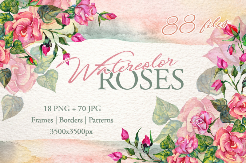 wonderful-pink-roses-png-watercolor-set