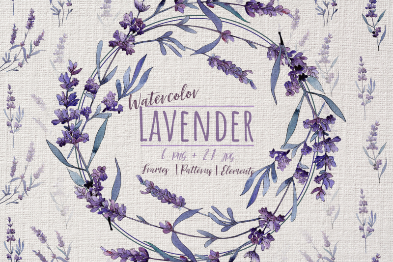 wonderful-violet-lavender-png-watercolor-set