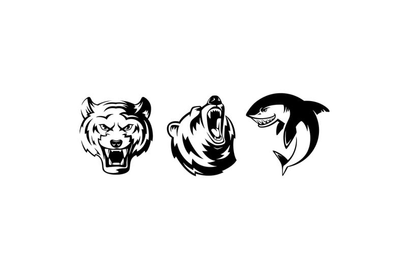 illustrations-of-animals-for-sport-badges-grizzly-tiger-and-shark