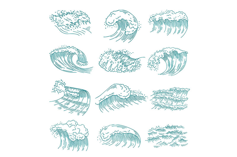 monochrome-pictures-set-of-marine-waves-with-different-splashes