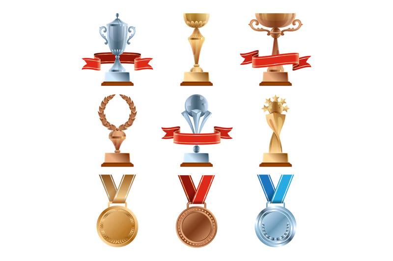 different-trophy-set-championship-gold-award