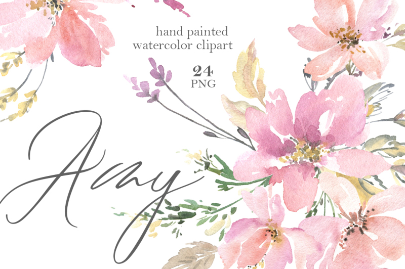 pink-watercolor-flowers-bouquets-frames-png