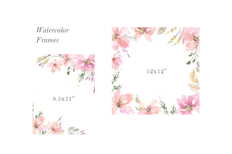 pink-watercolor-flowers-bouquets-frames-png