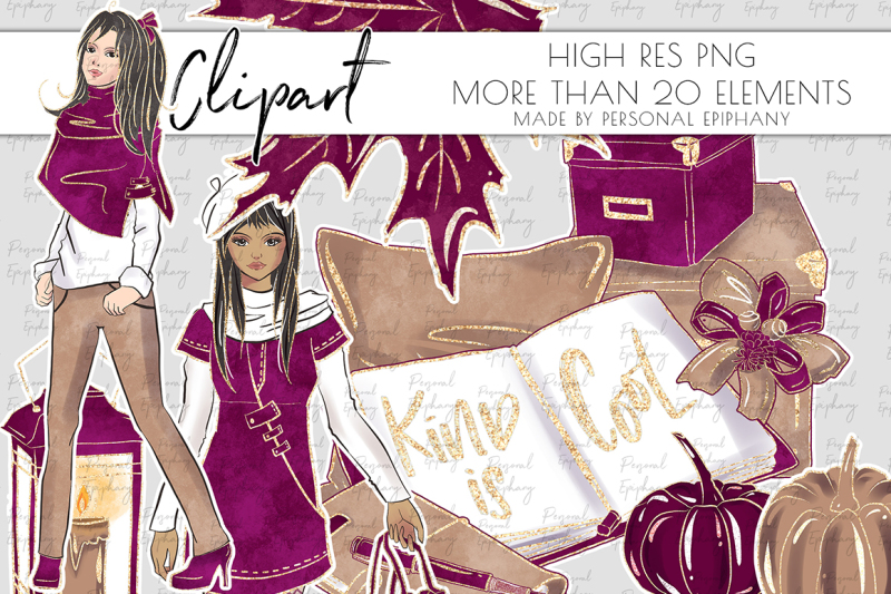 luxury-fall-clipart-glitter-planner-girl-autumn-cliparts
