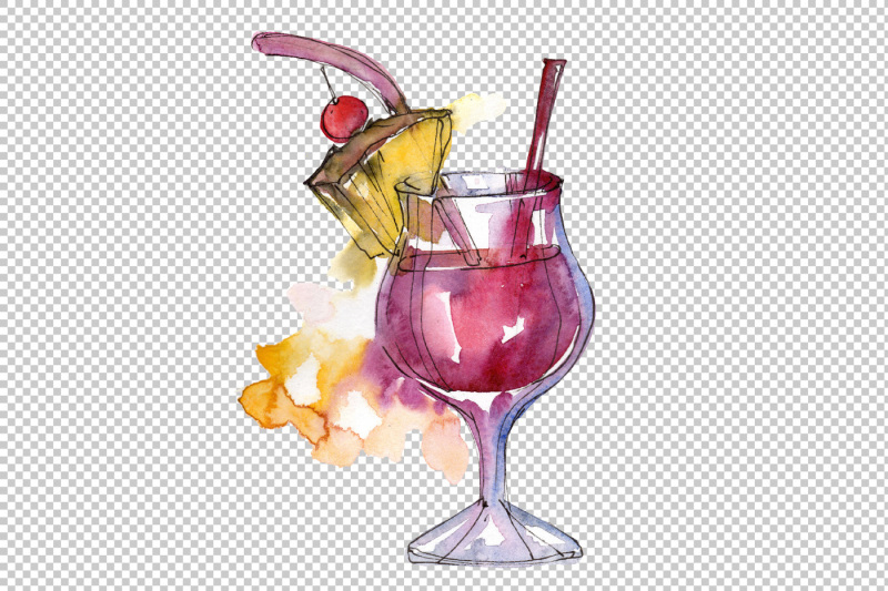 watercolor-exotic-drink-cocktail-png-set