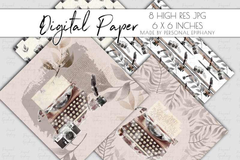 journal-digital-paper-watercolor-typewriter-cliparts-scrapbooking