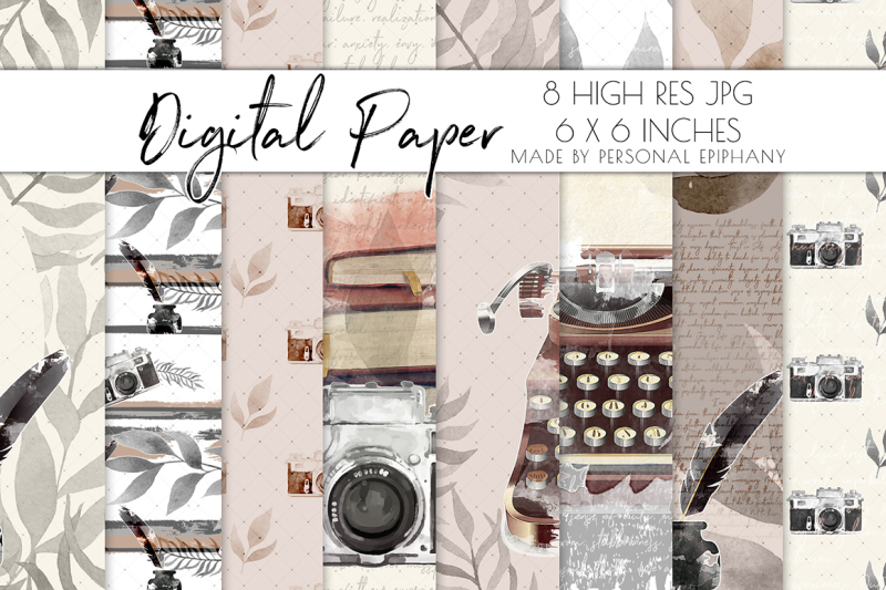 journal-digital-paper-watercolor-typewriter-cliparts-scrapbooking