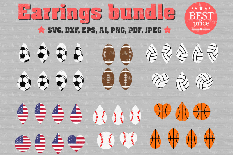 Download Earring bundle svg, Earrings svg file, Sport earring cut file, Vector By MagicArtLab ...