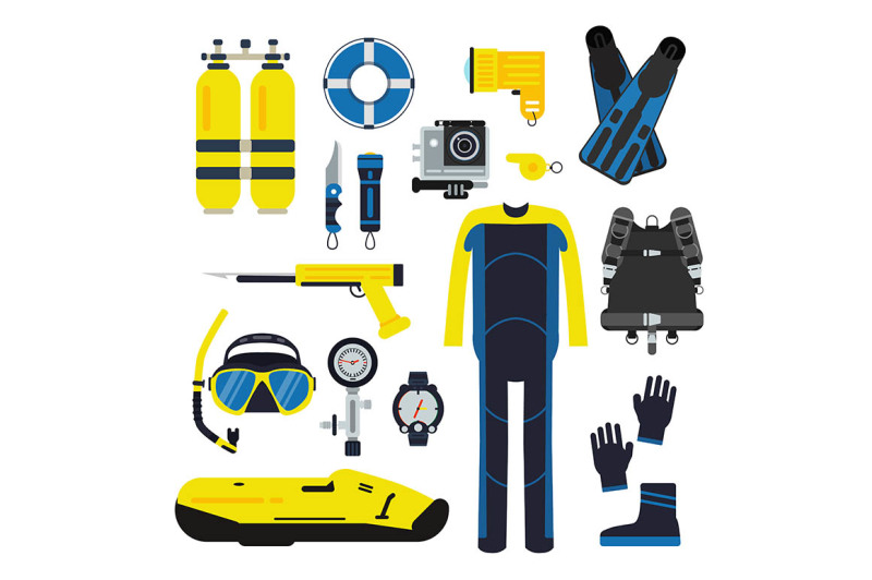diver-and-set-elements-for-underwater-sport
