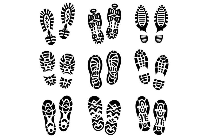 different-types-of-footprint-monochrome-vector-illustrations