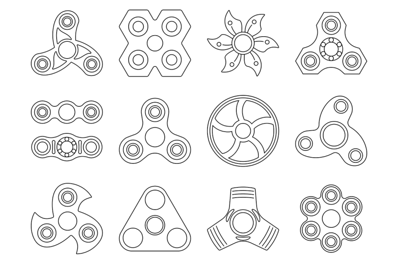 vector-mono-line-pictures-of-hand-spinner-toys-for-anti-stress-games