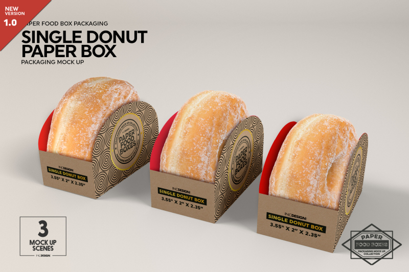 Download Download Single Donut Box Packaging Mockup PSD Mockup - White Background Tattoo