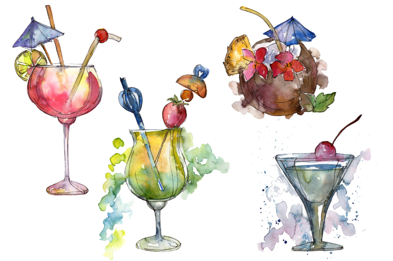 bar-party-cocktail-drink-png-watercolor-set