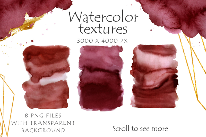 burgundy-and-gold-watercolor-graphic-set