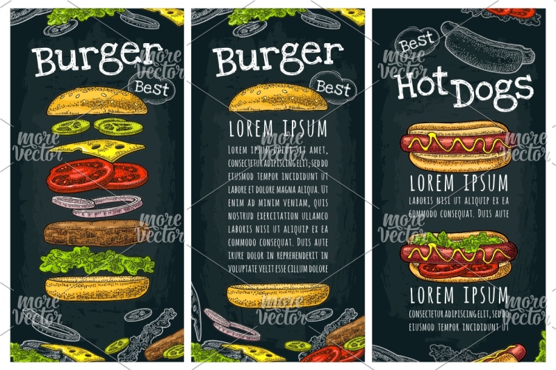 hotdog-burger-engraving-menu