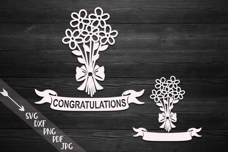 congratulations-flowers-bouquet-ribbon-paper-cut-template-laser-cu
