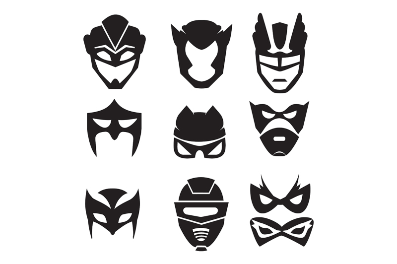 black-silhouette-of-superheroes-masks-vector-monochrome-illustrations