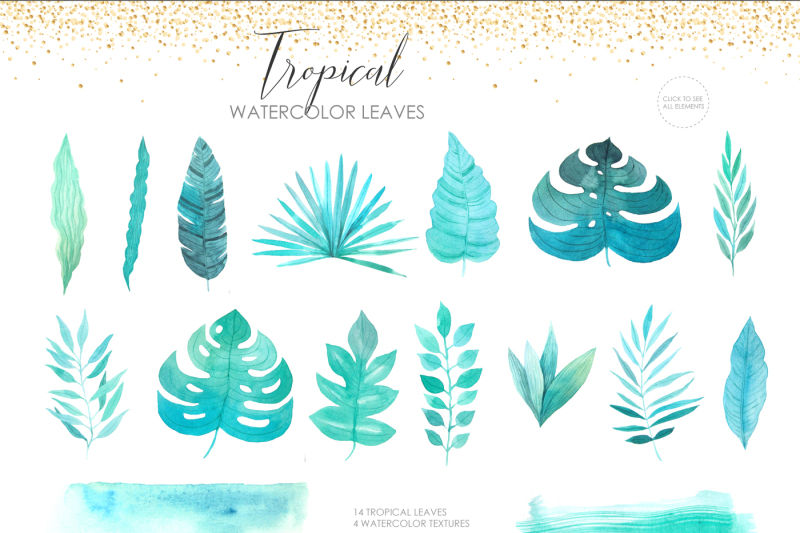 watercolor-tropical-leaves-and-frames