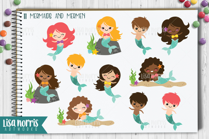 mermaid-friends-clip-art-and-patterns