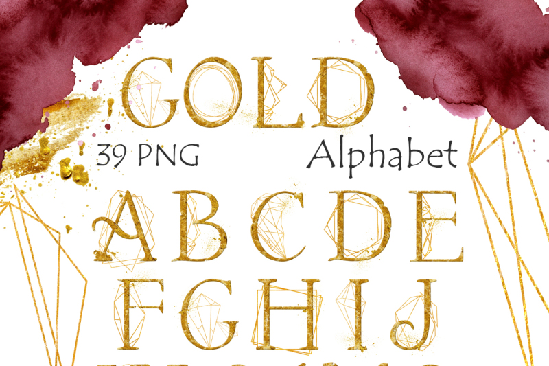 gold-alphabet-with-geometrical-shapes