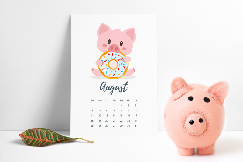 2019-calendar-with-cartoon-pigs
