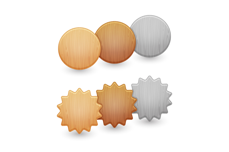 set-of-wood-buttons-isolated-on-white-background