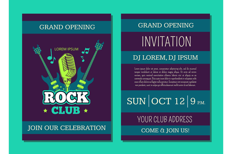 vector-invitation-card-template-opening-rock-music-club-with-vintage