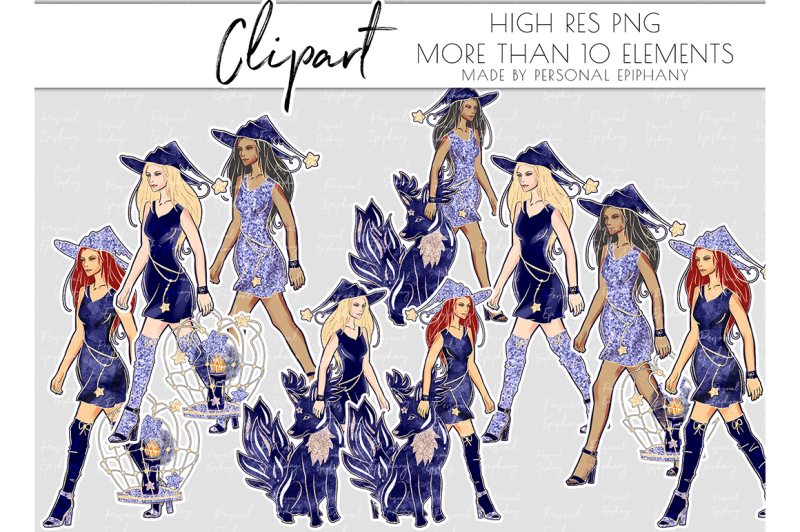 witch-beast-clipart-halloween-glitter-clipart-african-american