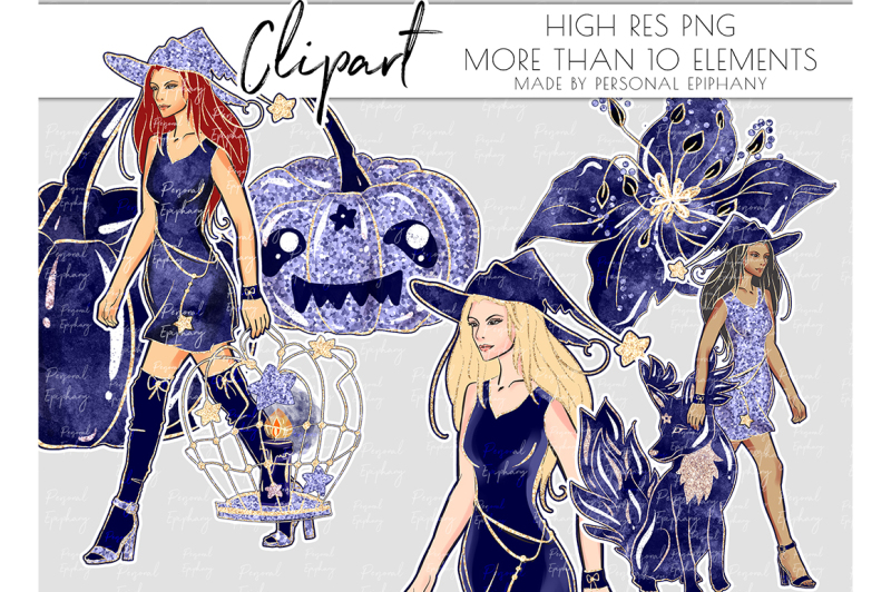 witch-beast-clipart-halloween-glitter-clipart-african-american