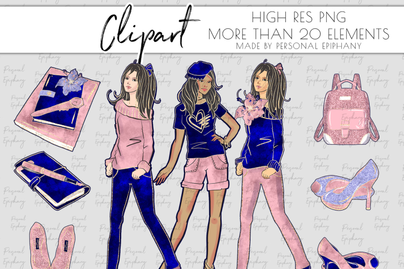 navy-pink-fashion-clipart-fashion-doll-glitter-high-heels-cliparts