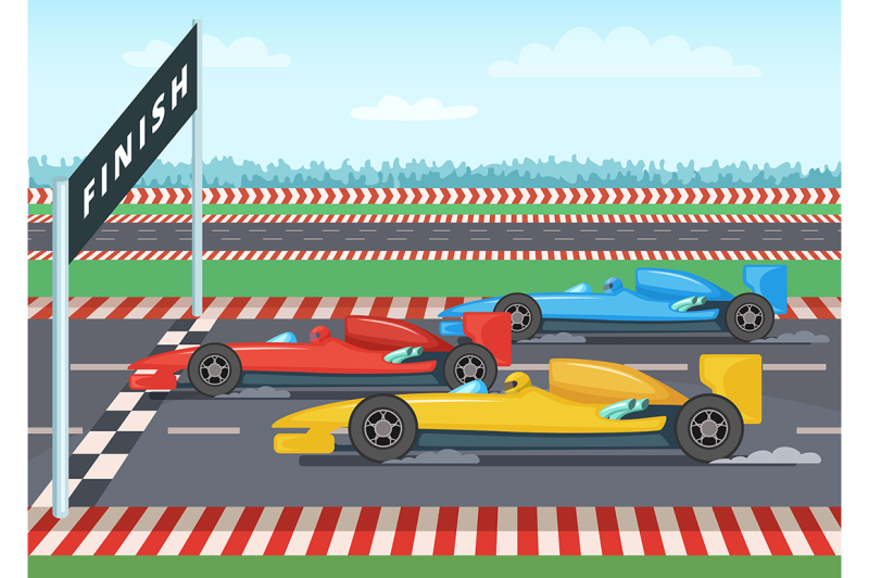 race-cars-on-finish-line-sport-background-illustration