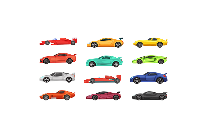 different-sport-cars-isolated-on-white