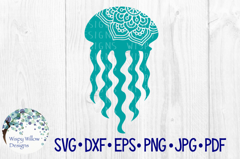 Jellyfish Mandala, Summer, Beach, SVG/DXF/EPS/PNG/JPG/PDF By Wispy Willow Designs ...