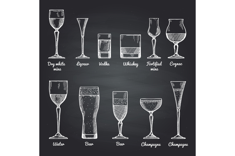 vector-illustrations-of-alcoholic-drinking-glasses-on-black-chalkboard