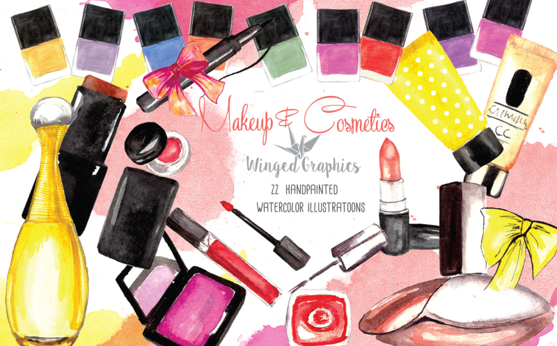 makeup-and-cosmetics-watercolor-illustration-set