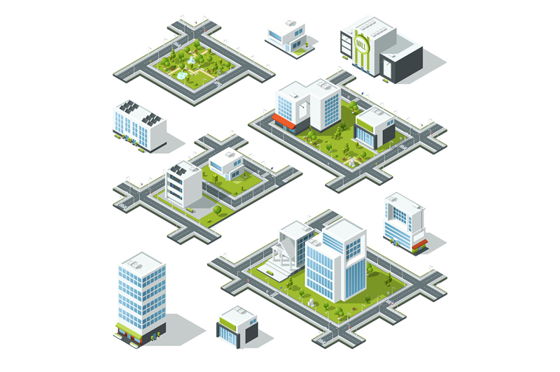 isometric-city-3d-vector-illustration-with-office-buildings