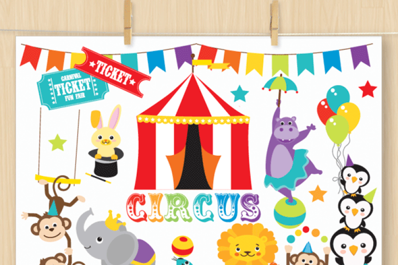 Circus Animals SVG Vector Clip Art By MyClipArtStore | TheHungryJPEG.com