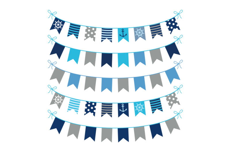 gray-blue-nautical-bunting-clipart-marine-birthday-banner-clip-art