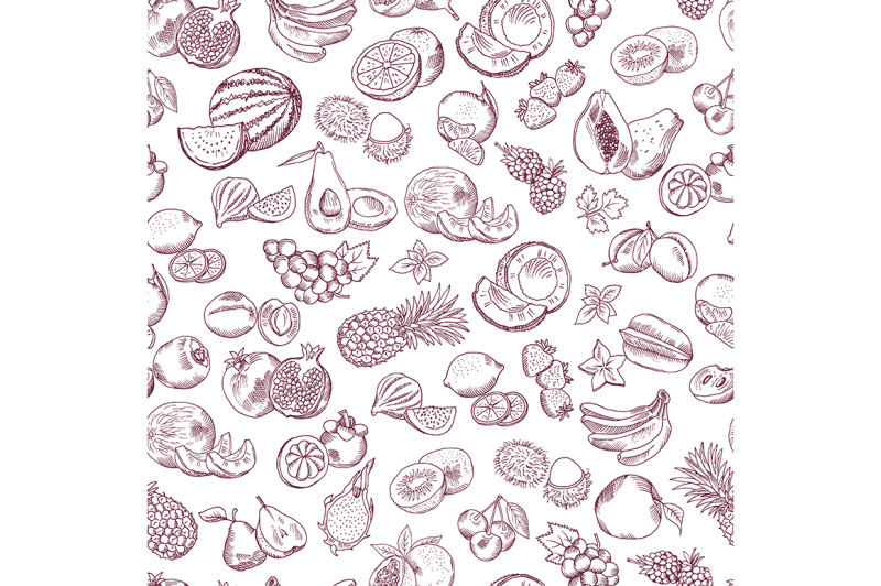 vector-seamless-pattern-of-doodle-fruits-on-white-background